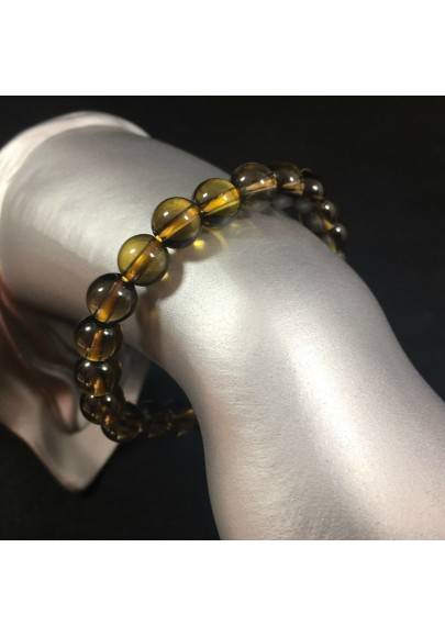 Smoked QUARTZ Spherical Beads Bracelet Color Crystal Healing Chakra A+-1