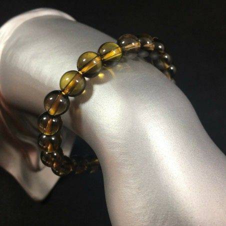 Smoked QUARTZ Spherical Beads Bracelet Color Crystal Healing Chakra A+-1
