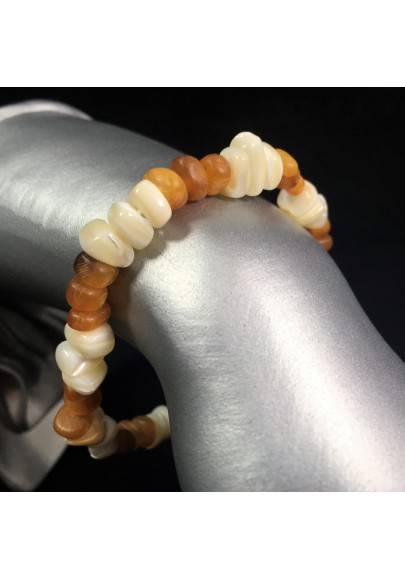 Bracciale in MADREPERLA e AMBRA Braccialetto Cristalloterapia Chakra Reiki A+-1