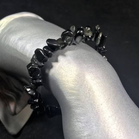 Pulsera en Chip de ONIX NEGRO Color Pulsera Cristaloterapia Chakra A+-1