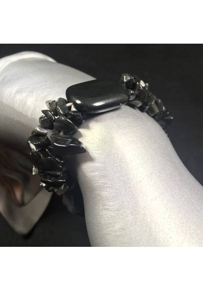 Bracciale Scaglie di ONICE NERO Braccialetto Cristalloterapia Chakra Reiki A+-1