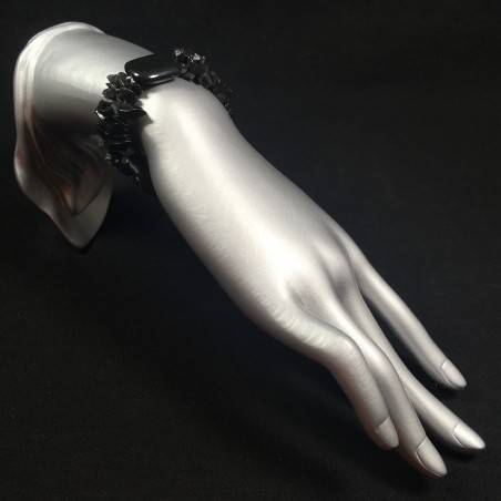 Bracciale Scaglie di ONICE NERO Braccialetto Cristalloterapia Chakra Reiki A+-2