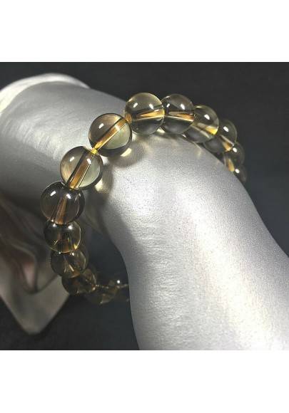 Smoked QUARTZ Spherical Beads Bracelet Color Crystal Healing Chakra Zen-1