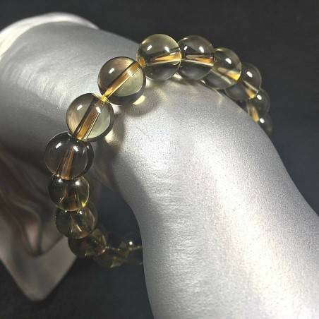 Smoked QUARTZ Spherical Beads Bracelet Color Crystal Healing Chakra Zen-1