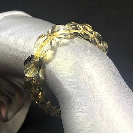 Bracciale di QUARZO CITRINO Braccialetto Levigato Cristalloterapia Chakra Zen A+-2