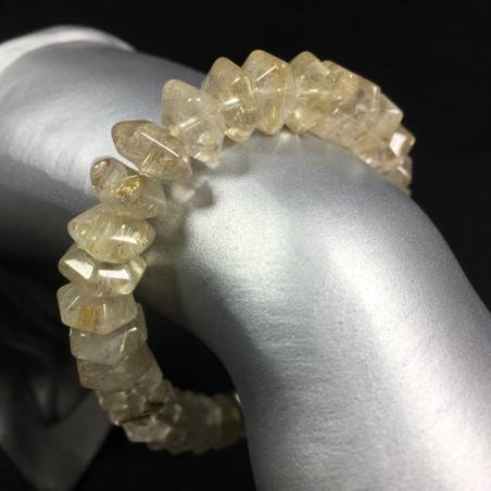 Bracciale QUARZO RUTILATO Sfaccettato Braccialetto Cristalloterapia Chakra A+-2