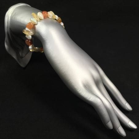 Bracelet in CITRINE QUARTZ CARNELIAN & Pearl Crystal Healing Chakra Reiki-2