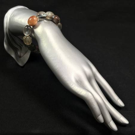 Bracelet in Rutilated Quartz Carnelian & LODOLITE Quartz Crystal Healing Chakra A+-2