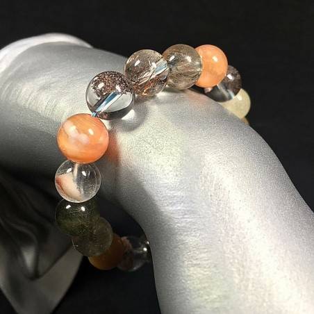 Bracciale QUARZO RUTILATO LODOLITE CORNIOLA Minerali Zen Cristalloterapia Chakra-2