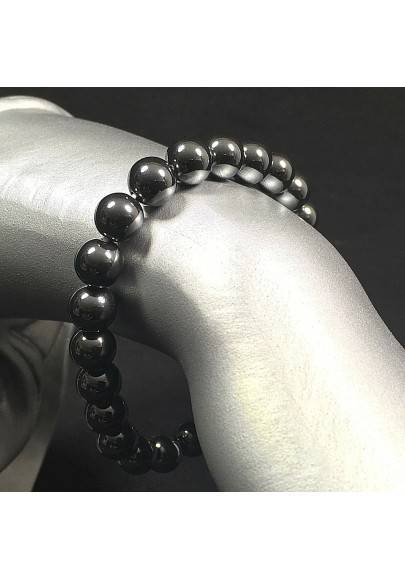 Hematite Spherical Beads Bracelet 7mm Sphere Unisex Jewels MINERALS Crystals-1