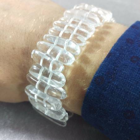 HYALINE Quartz Clear Bracelet Unisex MINERALS Chakra Rock CRYSTAL Beads-1