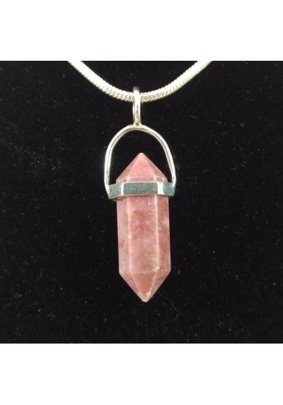 LEPIDOLITE BITERMINATO CIONDOLO Argento 925 - CAPRICORNO SAGITTARIO Collana A+-1