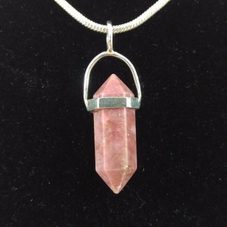 LEPIDOLITE BITERMINATO CIONDOLO Argento 925 - CAPRICORNO SAGITTARIO Collana A+-1