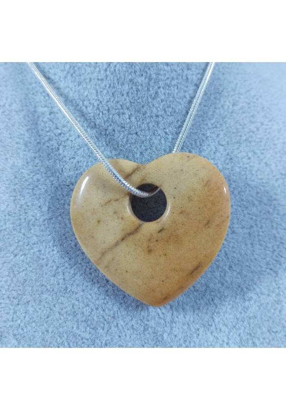 Collana Cuor di DIASPRO Paesaggio Cuore Ciondolo RARO Cristallo Regalo Cristalli-1