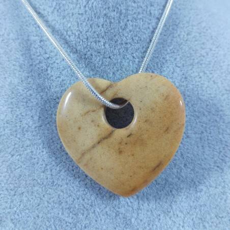 Necklace Heart in Picture Jasper HEART Pendant Rare Crystal Gift Idea Crystals-1
