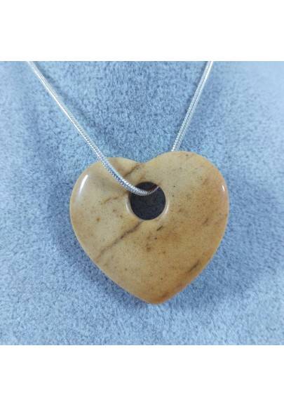 Picture Jasper Pendant HEART - GEMINI PISCES LEO MINERALS Crystal Healing-1