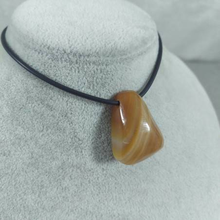 Banded Carnelian Agate Bead -Taurus Cancer Leo Necklace MINERALS Charm Pendant-1