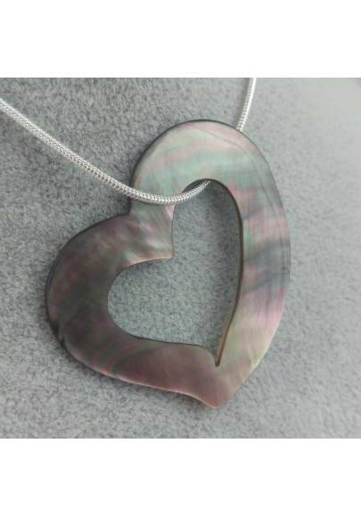 Grey Mother of PEARL Pendant Necklace Jewel Chain Heart Love Gift Idea-1