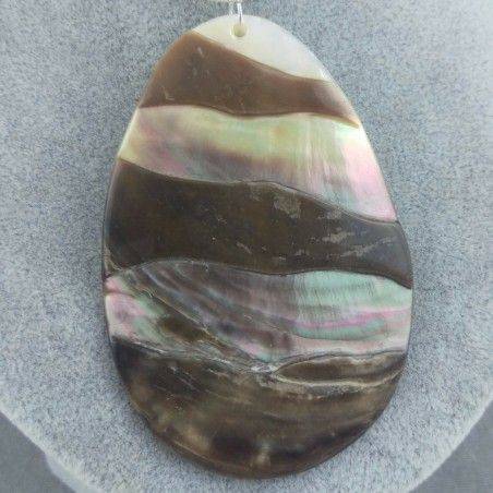 Etnic Pendant in Mother of Pearl Silver Plated Necklace Jewel Crystals-1