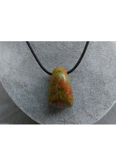 Collier " Goutte de JASPE UNAKITE " Pendentif Zen Cadeau Cristal thérapie A+-1