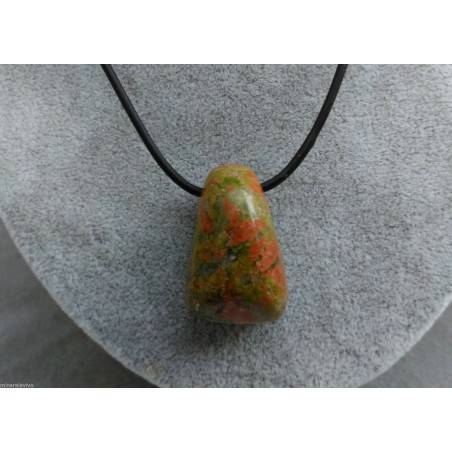 Collier " Goutte de JASPE UNAKITE " Pendentif Zen Cadeau Cristal thérapie A+-1