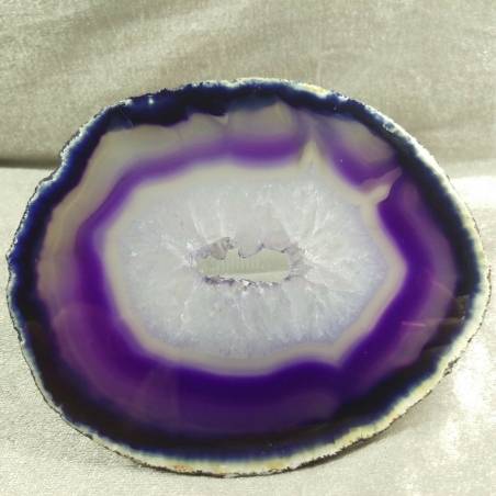 * MINERALI * BELLISSIMA FETTA DI AGATA Viola Con Cristalli AMETISTA BRASILE-3