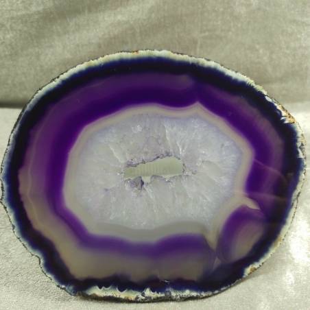 * MINERALI * BELLISSIMA FETTA DI AGATA Viola Con Cristalli AMETISTA BRASILE-4