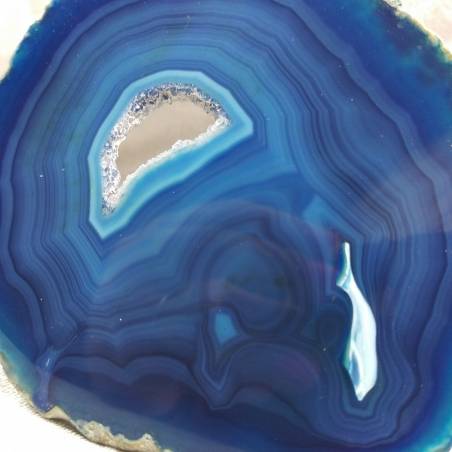 MINERALS *  GORGEOUS Blue AGATE SLICE With Crystals of Brazilian AMETHYST-2