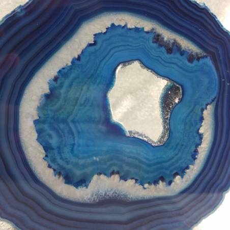 MINERALS *  GORGEOUS Blue AGATE SLICE With Crystals of Brazilian AMETHYST-3