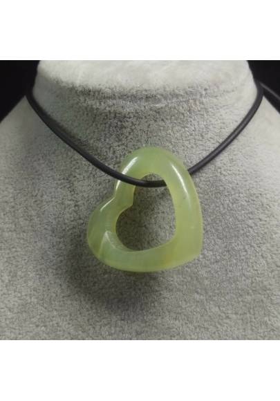 CIONDOLO Cuore di GIADA RAFFINATA Minerali Pietra Regalo Amore Gioiello Bijou-1