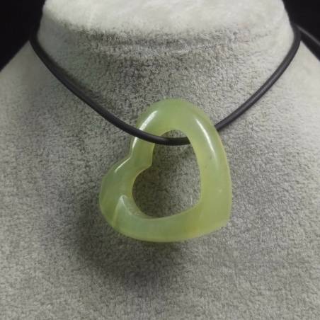 CIONDOLO Cuore di GIADA RAFFINATA Minerali Pietra Regalo Amore Gioiello Bijou-1