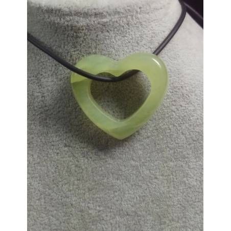 CIONDOLO Cuore di GIADA RAFFINATA Minerali Pietra Regalo Amore Gioiello Bijou-3
