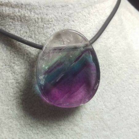 Pendant Gemstone in Purple Fluorite Chain Jewel Gift Idea Bijou Crystal Healing-1