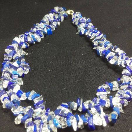 Bracelet + Necklace in LAPIS LAZULI and Clear Quartz Chips 15% OFF-4