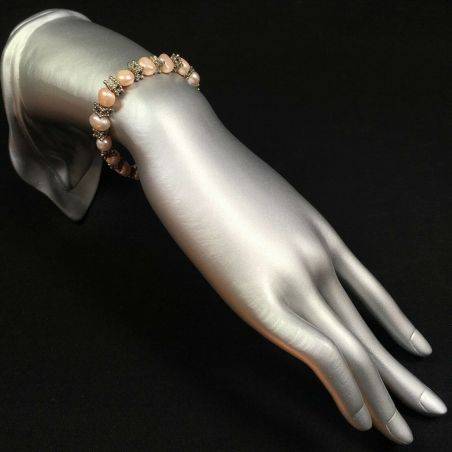 PEARL Bracelet and VINTAGE Silver Bracelet Beads Chakra Stone Minerals A+-2