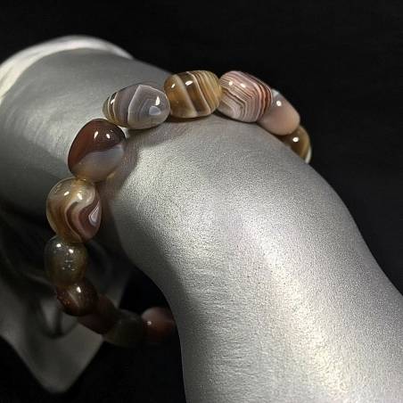 BRACCIALETTO in BURATTATI di AGATA GRIGIA-MARRONE Bracciale A+ Donna Gioiello-2