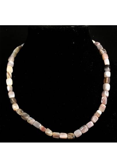 Grey - Brown AGATE Necklace Tumblestone Perfect Cut Jewel Gift Idea A+-1