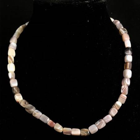 Grey - Brown AGATE Necklace Tumblestone Perfect Cut Jewel Gift Idea A+-1