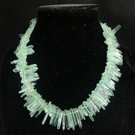 Necklace Chips in Aqua Blue OBSIDIAN Green Rare Jewel Woman Bijou MINERALS-1