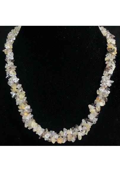 Necklace Chips in SMOKED CITRINE Quartz Hyaline RUTILATED Jewel Woman Gift Idea-1
