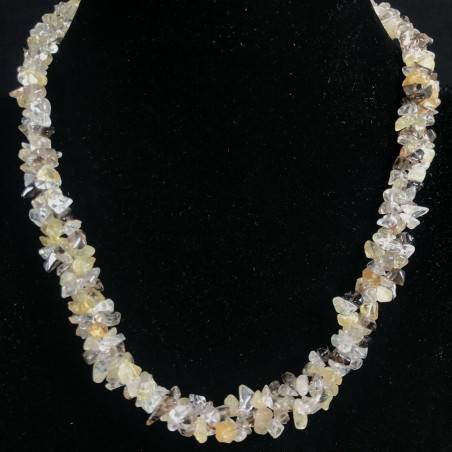 Necklace Chips in SMOKED CITRINE Quartz Hyaline RUTILATED Jewel Woman Gift Idea-1