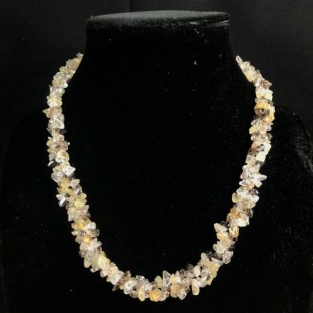 Necklace Chips in SMOKED CITRINE Quartz Hyaline RUTILATED Jewel Woman Gift Idea-3