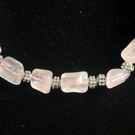 Necklace Chips in HYALINE Quartz & Iron Color Silver Vintage Gift Idea A+-3