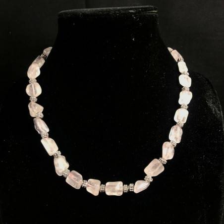 Collana in SCAGLIE di QURZO IALINO e Lega Color ARGENTO INVECCHIATO Regalo A+-4