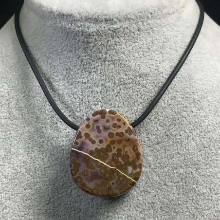 Pendentif GEMME dans JASPE ORBICULAIRE OCÉANIQUE MARRON-Violet Cadeau Bijou A+-1