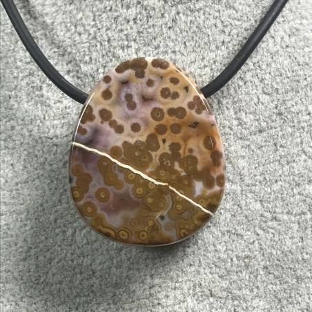 Pendentif GEMME dans JASPE ORBICULAIRE OCÉANIQUE MARRON-Violet Cadeau Bijou A+-2
