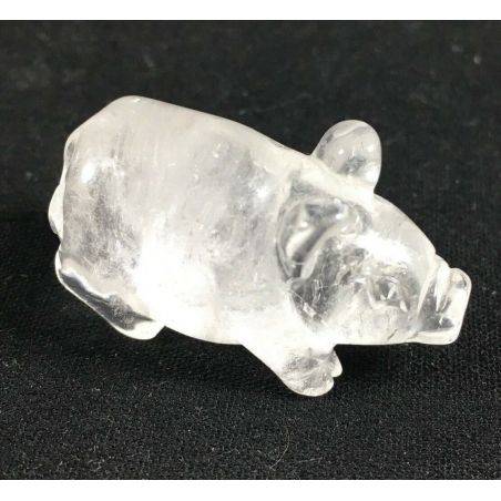 Pig in Hyaline Quartz Rock CRYSTAL Animals in Stone MINERALS Casa A+-1