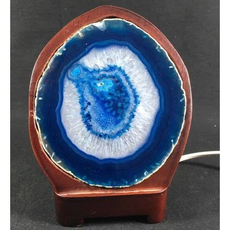 Blue AGATE Slice Lamp Special Wood MINERALS Color Minerals HealingA+-2