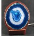 Blue AGATE Slice Lamp Special Wood MINERALS Color Minerals HealingA+-2