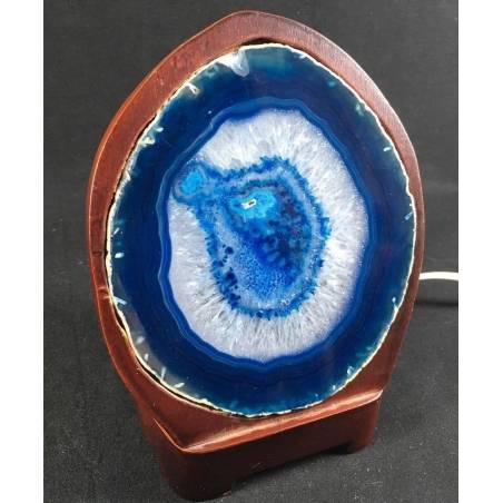 Blue AGATE Slice Lamp Special Wood MINERALS Color Minerals HealingA+-3